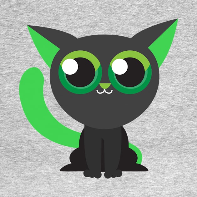 Green Kitty Cat Cute Kids Design by Alice_Wieckowska